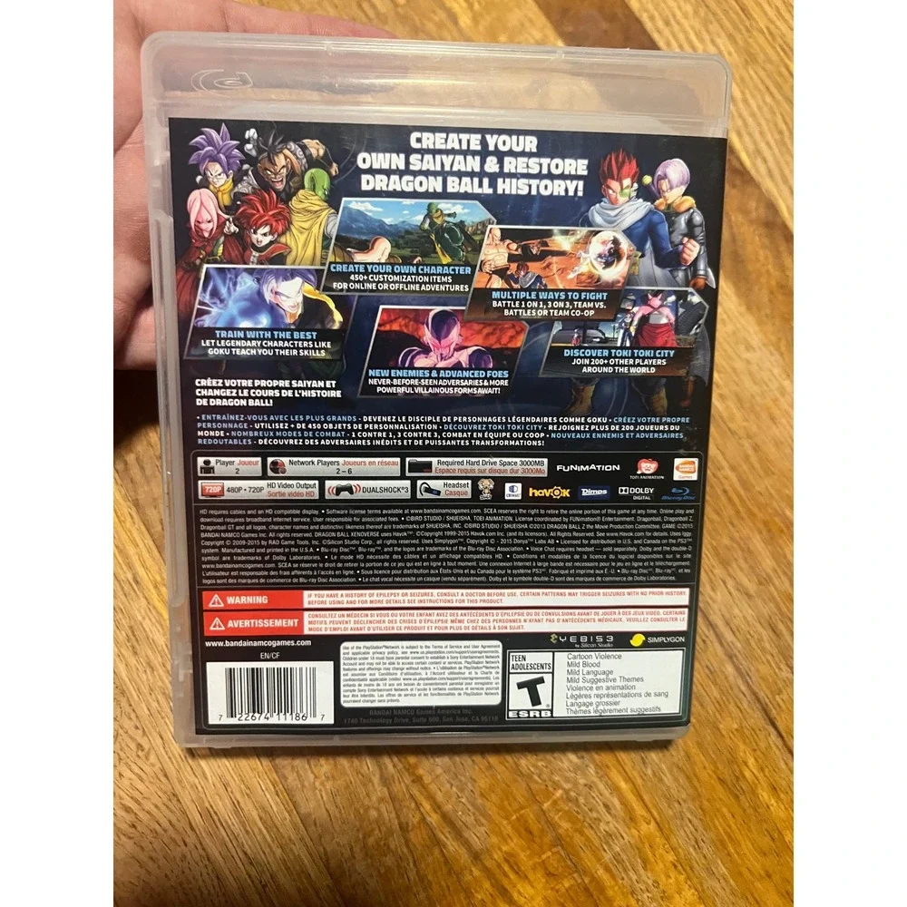 Dragon Ball Xenoverse Sony PlayStation 3 PS3 Game Bandai Namco fighting RPG T